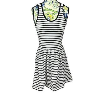 Only Made For You Denim Brand White with Black Stripe Sleeveless Dress Size S